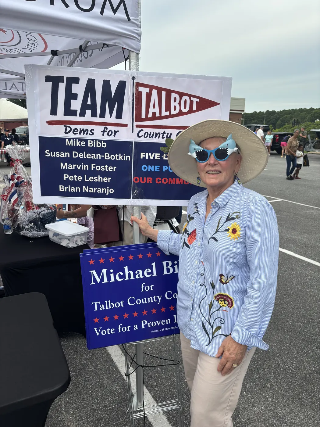 Susan at the Team Talbot booth at a community fair